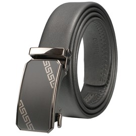 Bullko Mens Ratchet Adjustable Click Dress Golf Belt Casual Black Leather 1 3/8" Trim to Fit 40 inch