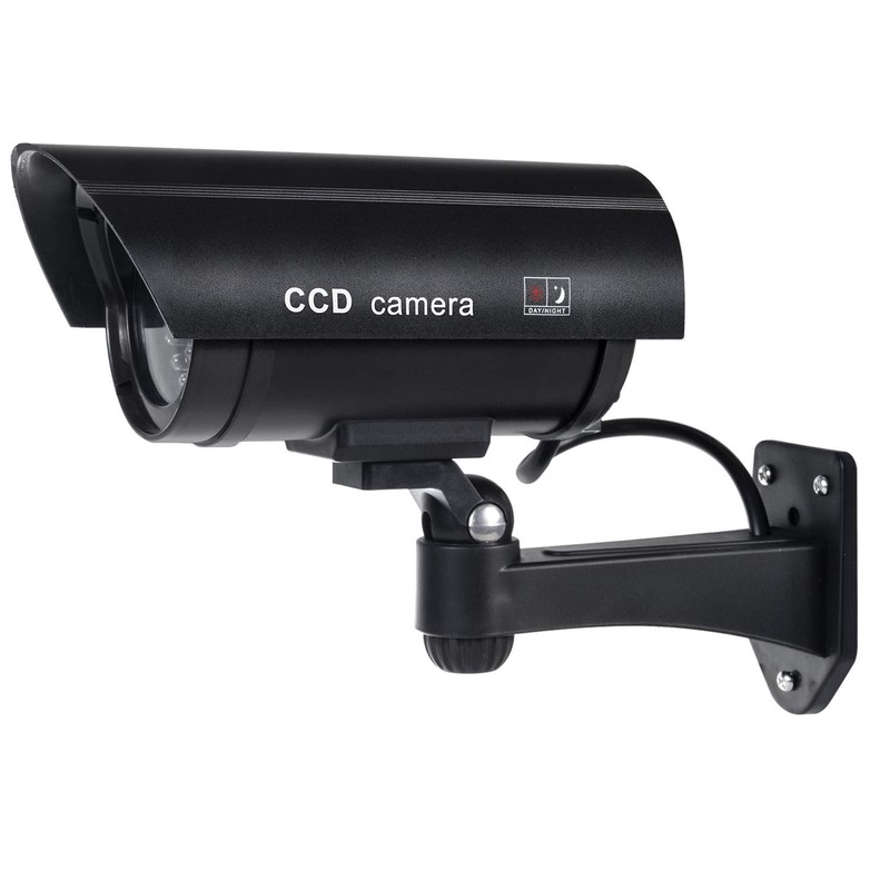 IR1100 Outdoor Black Security Camera Camera CCTV Dummy With Flashing