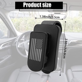 Sunglass Holder for Car Visor, Multi-Function Ticket Card Clip Upgrade Metal Flag Personality Modeling for Car SUV Truck, American Flag Ticket Card Glasses Clip(Black)