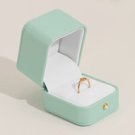 Oirlv PU Leather Mint Green Ring Box Engagement Ring Box Jewellery Gift Box for Wedding, Proposal, Valentine's Day