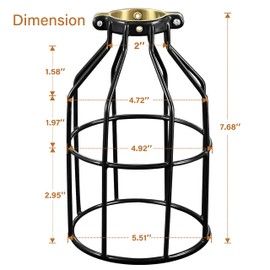 Simple Deluxe Metal Bulb Guard Lamp Cage, Adjustable Industrial Clamp for 1.41"-1.7" Lamp Base, Pendant, Farmhouse Light Fixture, Vintage Lamp Shades, 4 Pack Black