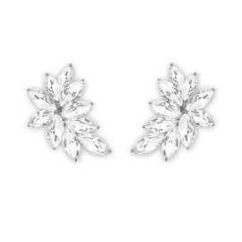 Silver Rhinestone Earrings for Women Dainty Small Wedding Earrings Cute Crystal Cluster Earring Studs