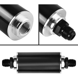 Unbranded 100 Micron Fuel Filter Inline 6AN 8AN Universal High Flow Billet Aluminium Black
