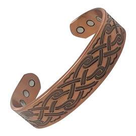 MnB Magnetics Pure Copper Magnetic Bracelet in a Celtic Woven Linear Design - Extra Strong Magnets (Large)