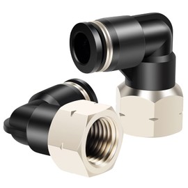 TAILONZ PNEUMATIC Female Elbow 3/8 Inch Tube OD x 1/2 Inch NPT Thread 90 Push to Connect Fittings PLF-3/8-N4 (Pack of 2)