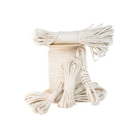 West Coast Paracord Diamond Braid Cotton Rope - All-Purpose Natural Sash Cord - Durable and Lightweight (100 Feet, 1/8 Inch)