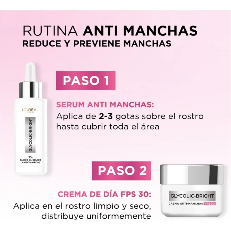 Kit Sérum y Crema Anti-manchas Glycolic Bright L'oréal