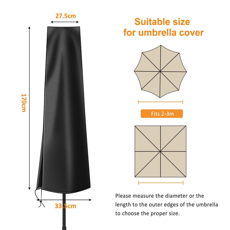 OKPOW Parasol Cover, Heavy Duty Rip Proof 600D Oxford Fabric