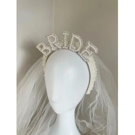 MapleLeaf Bride headband,Elegent Pearl Bridal Headband with Veil, Wedding Crown, engagement party Wedding Veil, Bachelorette Party