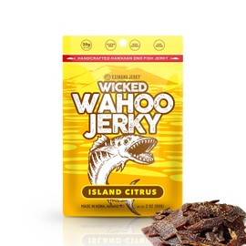 Island Citrus Wahoo Ono Fish Jerky - Zesty Umami Flavor - Artisan Crafted by Kaimana Jerky - Organic Gourmet Smoked Dried Fish Strips Rich in Omega-3 & Protein - Low-Calorie Seafood Snack with Low Sodium & Sugar - 2 Ounce