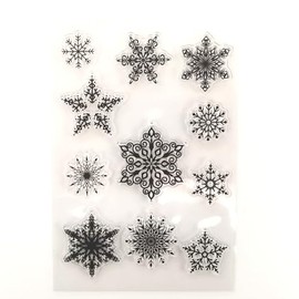 NZJ Merry Christmas Snowflake Clear Stamp Background Transparent Silicone Stamp Rubber Stamp for Scrapbook Journal Card Making