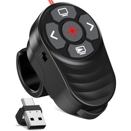 Rechargeable Finger Ring Presentation Clicker, 2-in-1 USB Type C Laser Pointer for Presentations with Volume Control,Clicker for Powerpoint Presentations Slide Advancer for Mac, Computer, Laptop