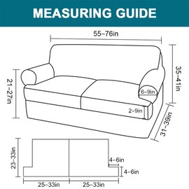 Turquoize 3 Piece T Cushion Loveseat Slipcovers Sofa Cover for 2 Cushion Couch Cover Washable Sofa Slipcover Furniture Covers with 2 Individual T Cushion Seat Covers (2 Cushion Loveseat, Dove)