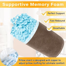 1 MIDDLE ONE Recliner Leg Rest Cushion with Strap, Memory Foam Under Knee Pillow for Back Sleeping and Foot Elevation, Half Moon Bolster Pillow for Chair, Head, Lumbar Support, 23x9x4in (Brown)