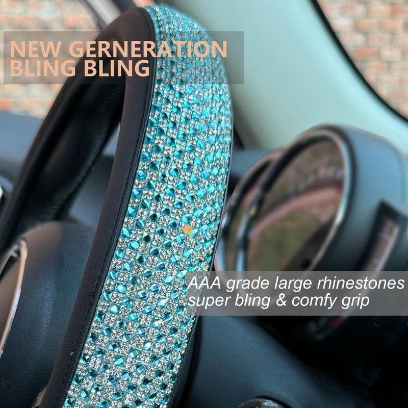 PINCTROT D Shaped Bling Comfy Steering Wheel Cover with Jumbo