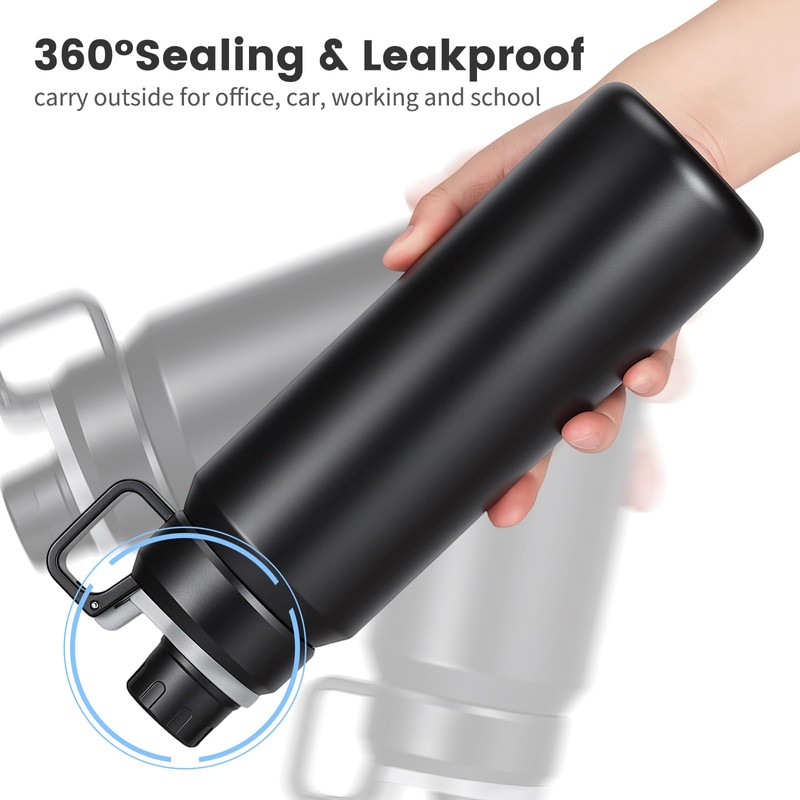 MUCR 30oz Insulated Water Bottle, 900ml Stainless Steel Vacuum Bottle