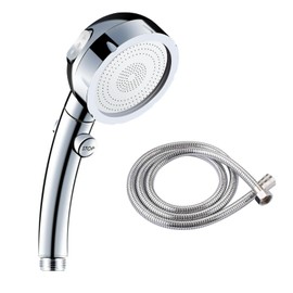 High Pressure 6 Setting Shower Head Extra 60" Long Hose Hand-Held with ON/OFF Switch and Spa Spray Mode - Hand Held Shower Head with Handheld Spray - Chrome (Shower Head+60' Hose)