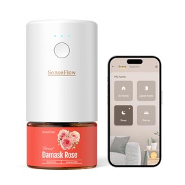 SenseFlow Smart Wi-Fi Space Fragrance Diffuser SF101S – Adjustable Natural Atomizer Essential Oil Kit, 40-Day Aroma, LED Light, Customizable Schedule for Home, Hotel & Studio - Damask Rose