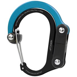 GEAR AID HEROCLIP Carabiner Clip and Hook (Mini) for Travel, Luggage, Purse and Small Bags, Black & Blue