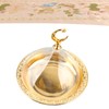 Serving Plate with Dome Golden Embossed Patterns Stainless Steel Acrylic