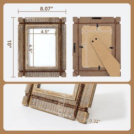 Afuly 5x7 Picture Frames Set of 2 Rustic Wood Farmhouse Distressed Western with Real Glass & Hemp Rope Unique Wall Hang Desktop Photo Display Home Decor Birthday Gifts for Mom Dad Friends