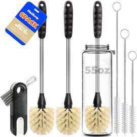 Holikme Holikme 6 Pack Bottle Brush Tube Set, 14" Long Handle Stainless Steel Bottle Cleaner Brush, 3 Straw Brushes, Portable 3-in-1 Bottle Cleaning Brush for Water Bottle, Cups, Baby Bottle, Straws Yellow