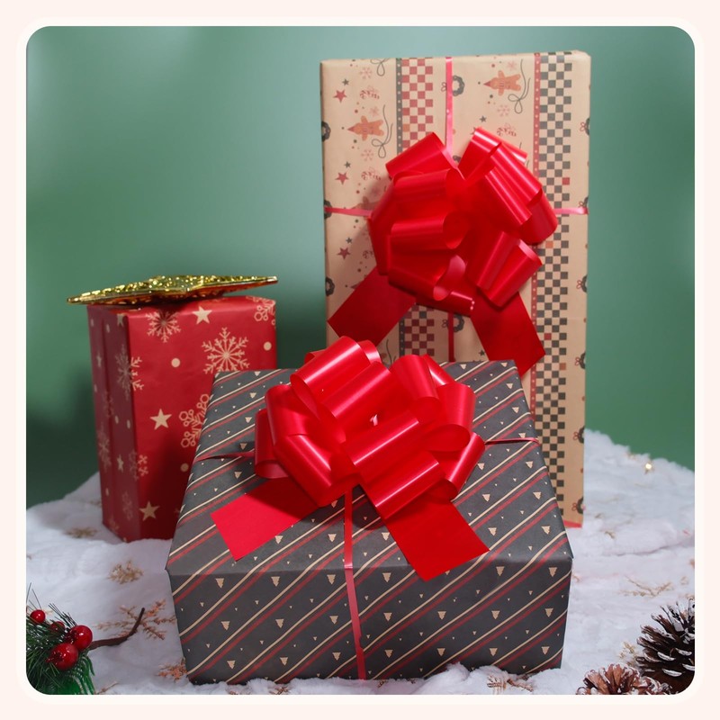 12 Pcs 6 Inch Red Pull Bows, Perfect for Gift