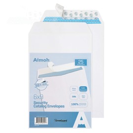 Aimoh 6 x 9 Self-Seal Security White Catalog Envelopes - 1 Case - 5 Packs - 500 Envelopes - 28lb, Security Tinted, Ultra Strong Quick-Seal, 6x9 inch (38600-CS)