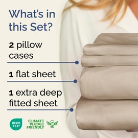 Extra Deep Pocket Queen Sheet Set - 4 Piece Breathable & Cooling Bed Sheets - Hotel Luxury Sheet Set - Ultra Soft, Wrinkle Free & Comfy - Easily Fits Extra Deep Mattresses - Deep Pocket Wheat Sheets