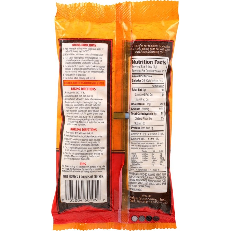 Andy's Chicken Breading Hot, 10-Ounce(Pack of 3)