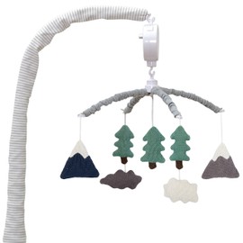 Living Textiles Baby Musical Mobile - Peaks | Knitted Hanging Decor w/Electronic Music Box for Newborn & Nursery Bedding/Crib