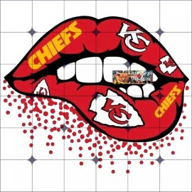 Handmade Sublimation Print Lips Chiefs Football Ready to Press Heat Transfer