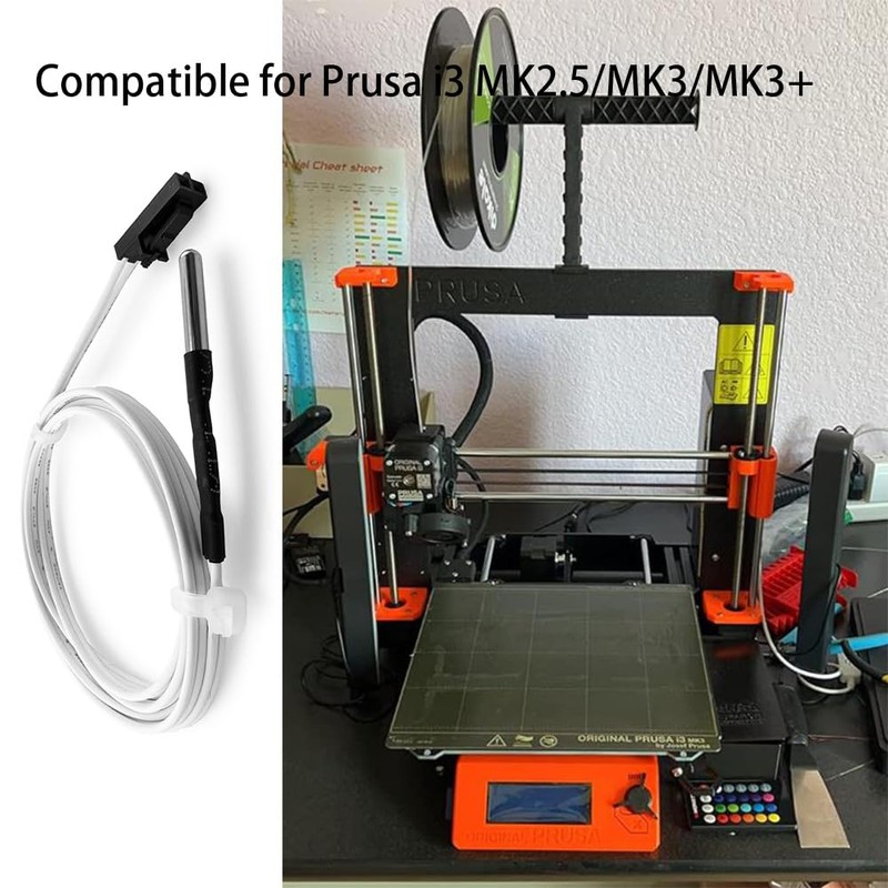2Pcs Prusa MK3s+ Thermistor, 3D Printer NTC 100K 3950 Prusa