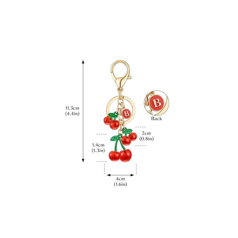 HAISWET Red Cherry Keychain Letter Alphabet Key Ring Backpack Charms