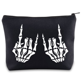 BWWKTOP - Bolsa de maquillaje para manos de roca con esqueleto, diseño de manos de cráneo de roca, regalo con esqueleto, roca, con cierre, bolsa de esqueleto, Mano de roca esqueleto, Bolsa