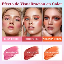 LUMEZING Rubor en Barra de 3 Colores, Rubors en Crema Sólido Mate, Rubor en Barra Multiusos para Mejillas, Labios y Ojos, Juego de Barras de Maquillaje de Alta Pigmentación
