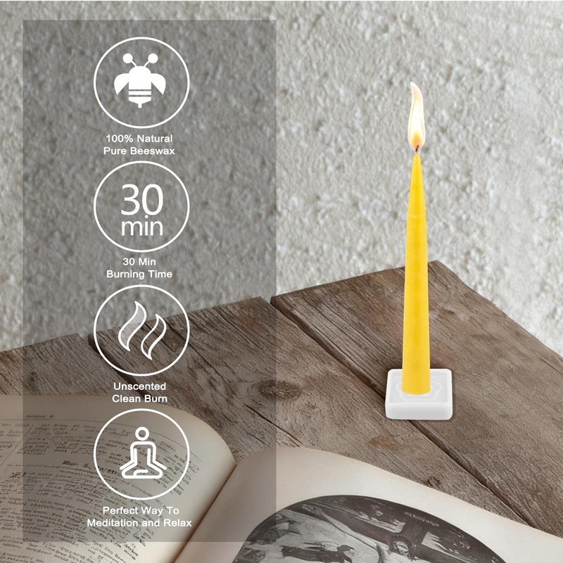 30 Minute Beeswax Meditation Candles 24Pcs, Prayer Gift for Relaxation