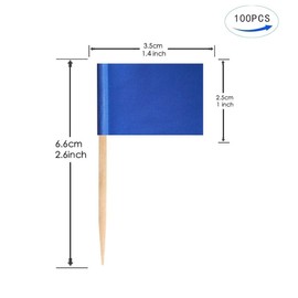 JAVD CYPS 100 Pcs Color Toothpick Flag (Blue) Blue Toothpick Flag Blank Toothpick Flag, Fruit Cheese Markers Flags Small Mini Stick Cupcake Toppers， Blank Blue Toothpick Flags