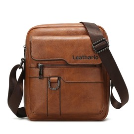 Leathario Men's Crossbody Shoulder Bag Leather Men Messenger Bag Retro Side Satchel PAD Bag for Men