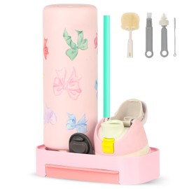 Kaitiaki Compact Drying Rack for Owala FreeSip 24oz, 32oz, 40oz Bottles - Colorful Holder for Lid, Straw & Plug (Pink)