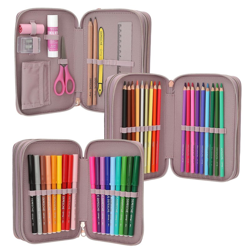 Depesche TOPModel Viva Violet 13292 Filled 3-Compartment Pencil Case in