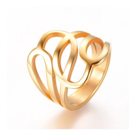 LZD 304 Stainless Steel Finger Rings Gold Size 7 17mm  A34