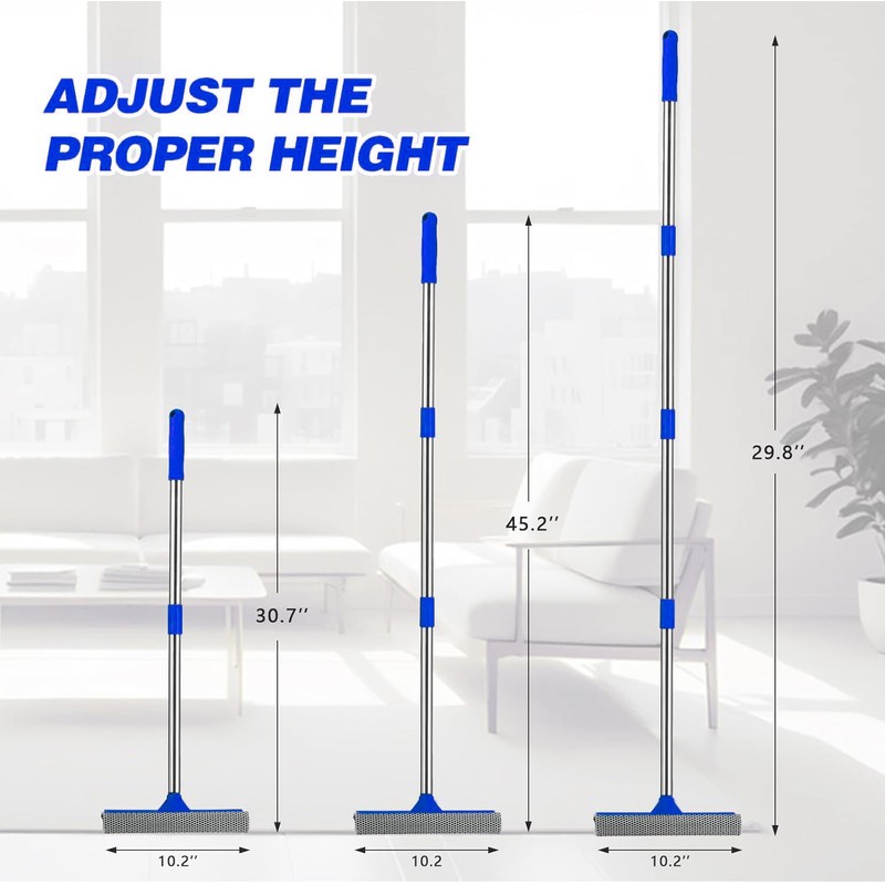 2 in 1 Window Squeegee,Car Window Cleaner Tool with 55"