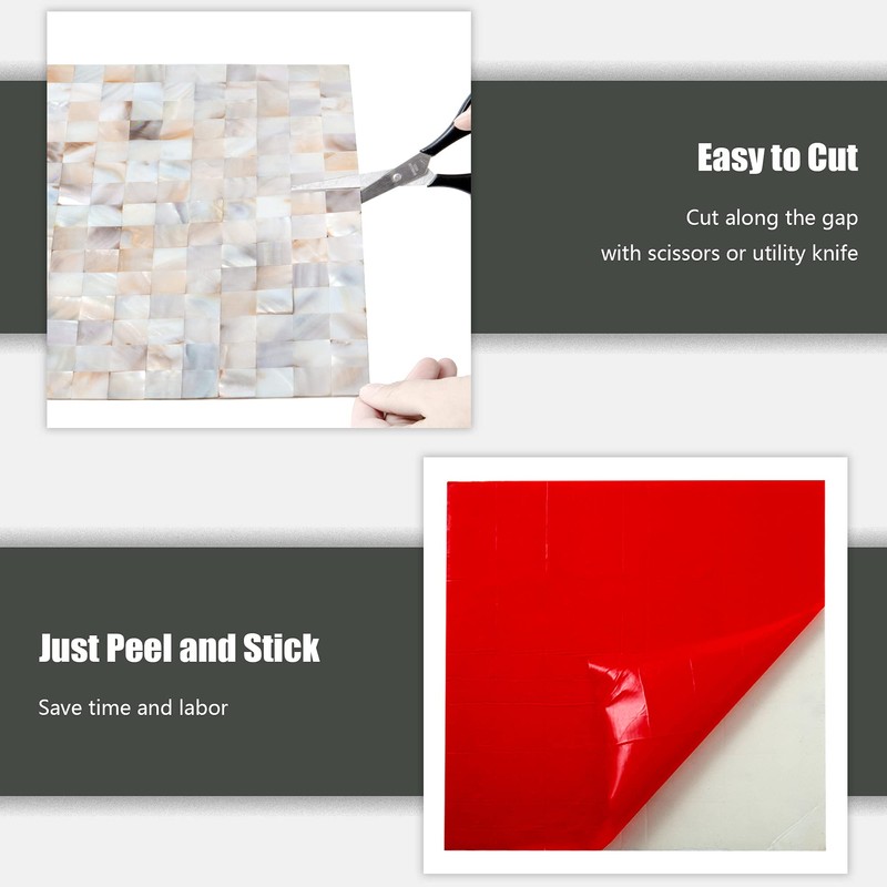 KASARO Peel and Stick Backsplash Shell Tiles, Mother of Pearl