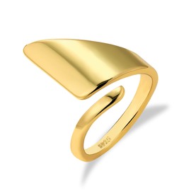 ALEXCRAFT Gold Rings For Women, Hypoallergenic Chunky Ring Teardrop Water Drop Large Thick Smooth Curved Open Adjustable Thumb Finger Women Men