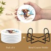 Drink Coasters with Holder,6 Pcs Dog Beach Absorbent Ceramic Drink