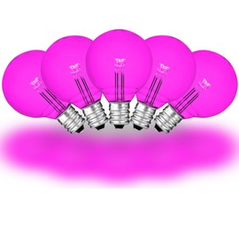 Novelty Lights 25 Pack G40 Glass LED Globe Bulbs, String Light Replacement Bulbs, E12 Candelabra Base, Energy Efficient Outdoor Patio Lighting, Pink
