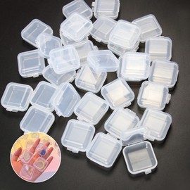 CebraBounze 48 Pcs Clear Small Plastic Storage Containers Anti Oxidation Transparent Jewelry Storage Holder for Small Item Craft, Beads, Pills, Ear Studs, Necklaces,Rings, Jewelry Case
