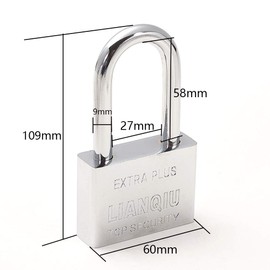 Yinpecly Heavy Duty Chrome Plated Steel Padlock 2.36" Wide Body 4.29" Long Shackle Waterproof Padlock Keyed Different 1Pc