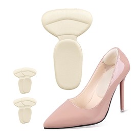 COMFWALK Soft Sponge Heel Protectors - Heel Grips for Comfort in High Heels – T-Shape Design – Anti Slip – Prevents Blisters - Makes Shoes Fit Better - 2 Pairs (Beige)